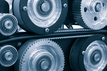 Belt drive system showing belt drive power transmission.